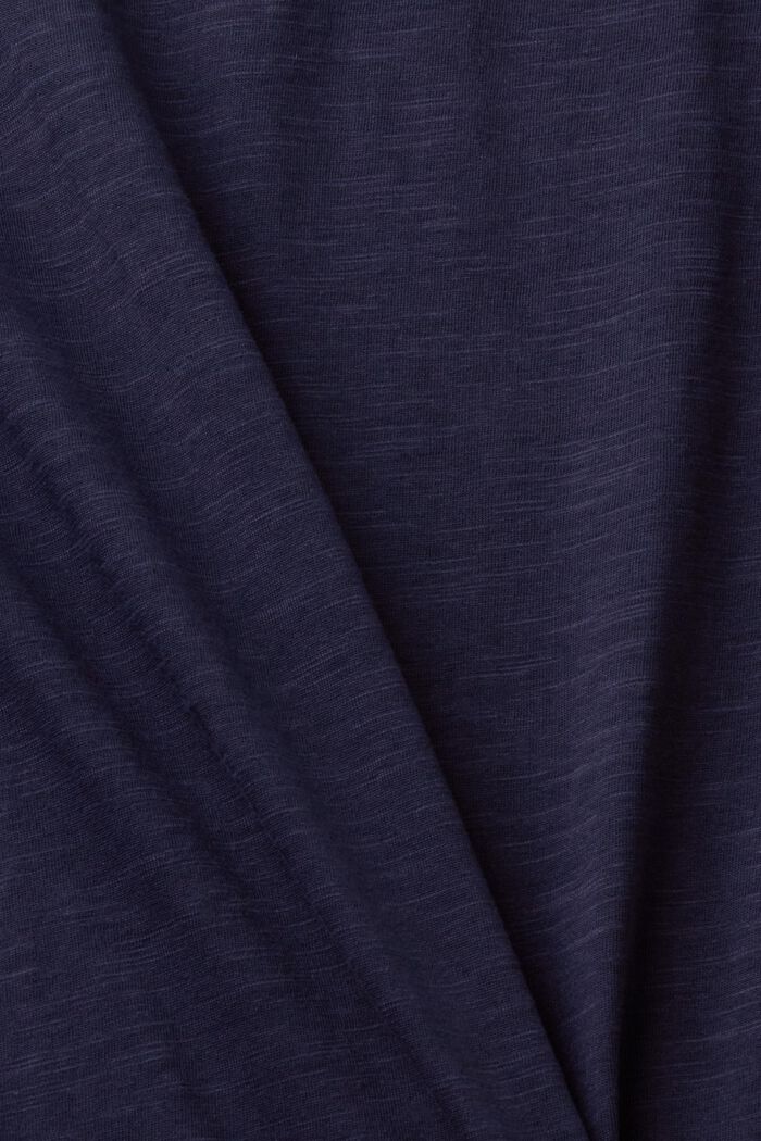 Baumwoll-T-Shirt mit V-Ausschnitt und Ziernähten, NAVY, detail image number 5