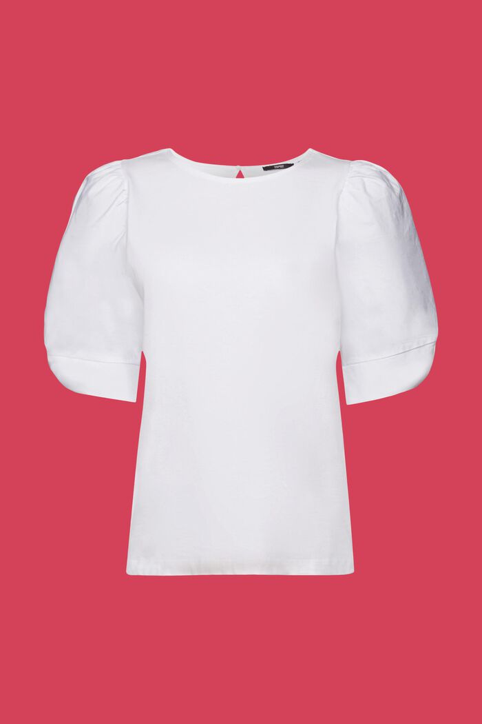 T-Shirt mit Strukturmix, 100 % Baumwolle, WHITE, detail image number 6