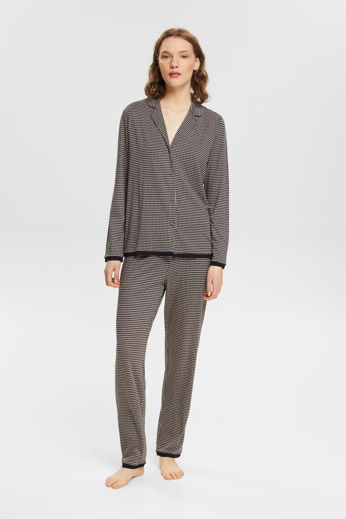Pyjama mit Allover-Muster, BLACK, detail image number 1