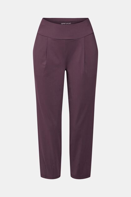 Gecroppte Jersey-Jogger-Pants mit E-DRY-Finish, AUBERGINE, overview