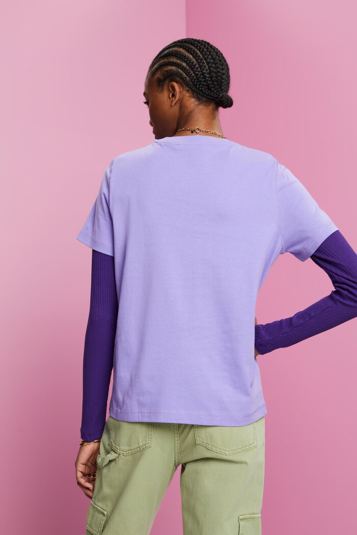 Lockeres T-Shirt aus 100 % Baumwolle, PURPLE, detail image number 3