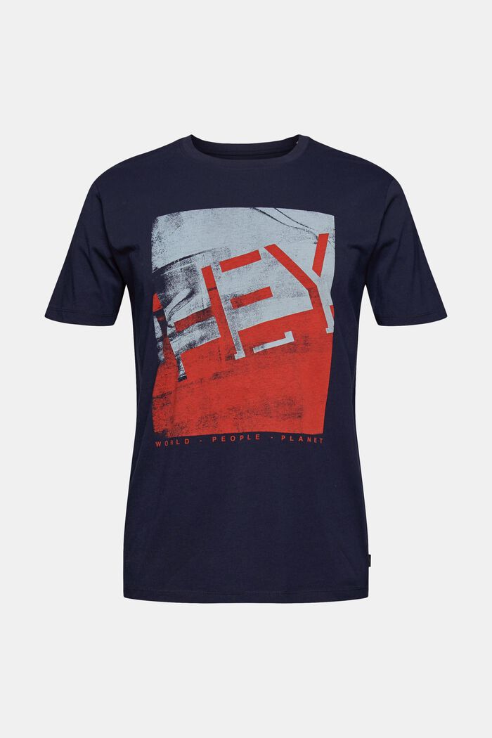 Jersey-T-Shirt mit großem Frontprint, NAVY, overview