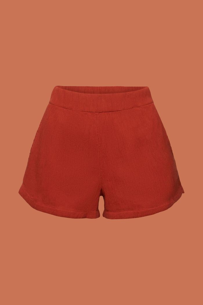 Pull-on-Shorts aus Crinkle-Baumwolle, TERRACOTTA, detail image number 6
