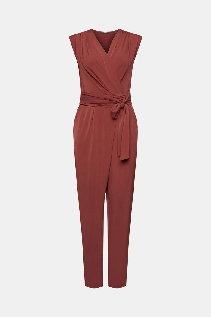 Jersey-Jumpsuit in Wickelform, BORDEAUX RED, detail image number 5