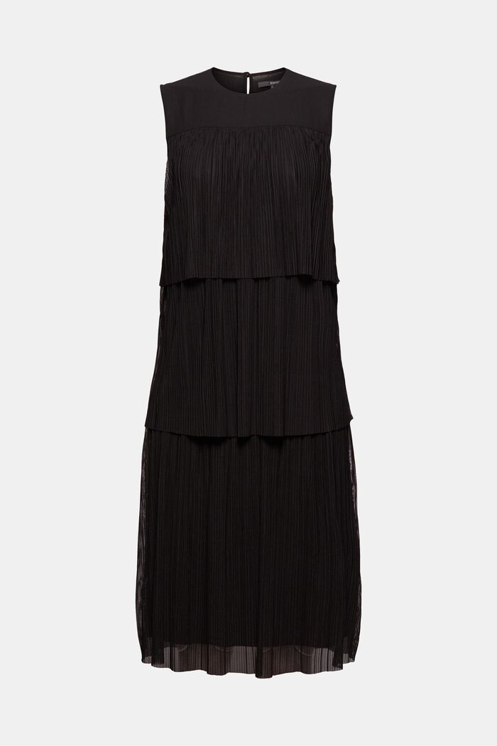 Plissiertes Kleid mit Volants, BLACK, detail image number 7