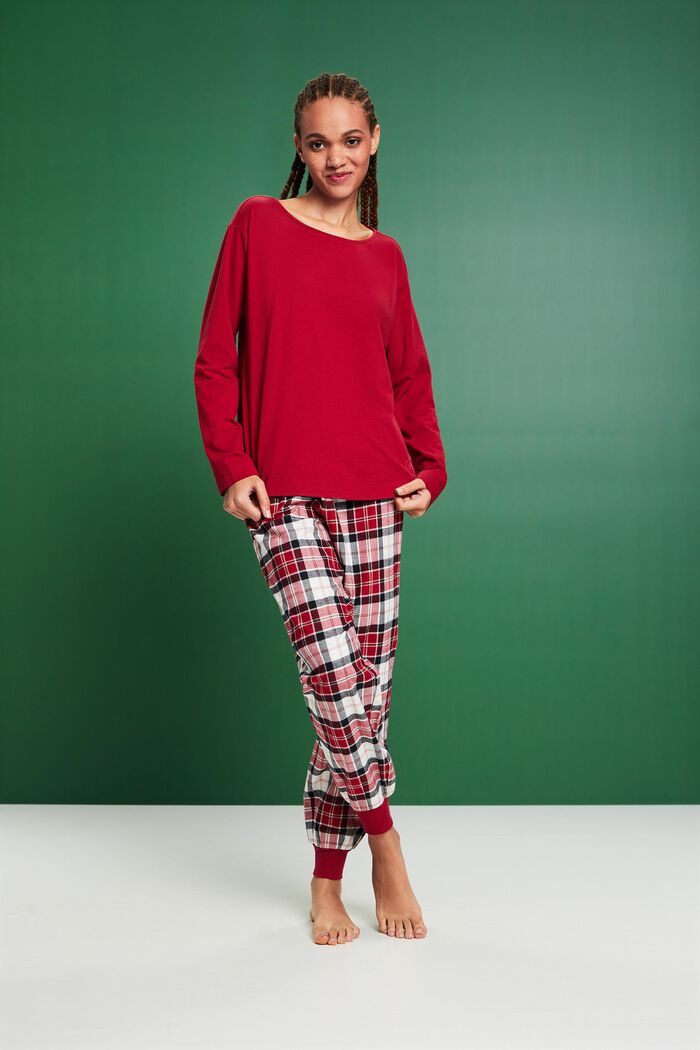 Pyjama-Set aus kariertem Flanell, NEW RED, detail image number 1