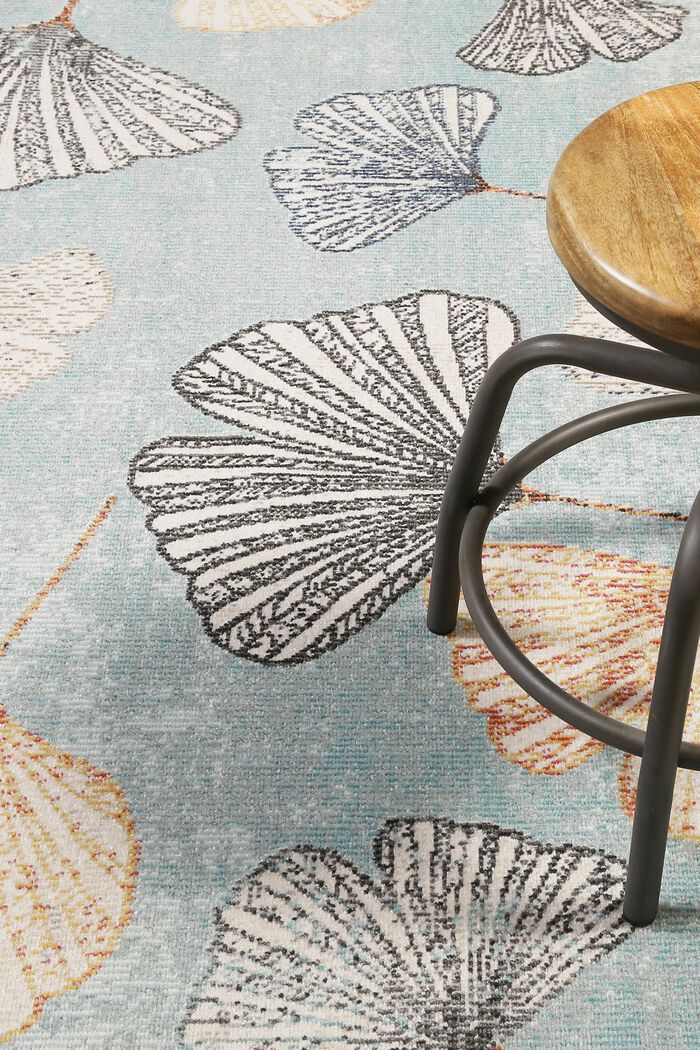 Kurzflor-Teppich mit Ginko-Blättern, LIGHT BLUE, detail image number 1