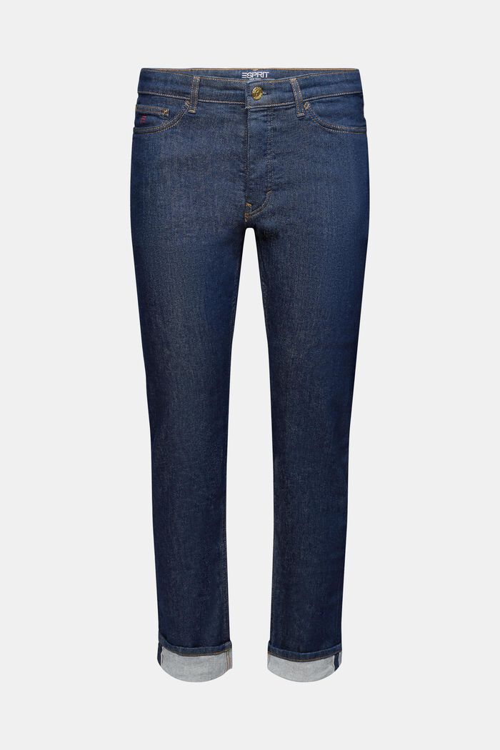 Gerade Jeans mit mittelhohem Bund, BLUE RINSE, detail image number 7