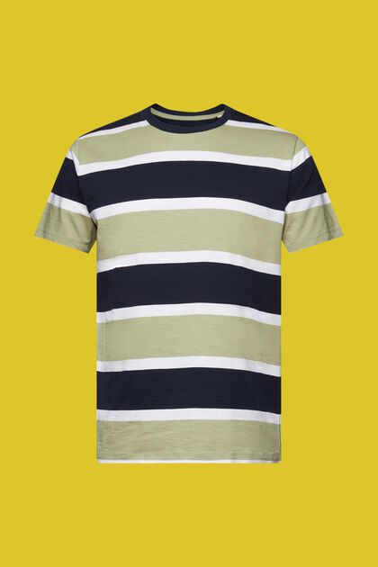 Gestreiftes Jersey T-Shirt, 100 % Baumwolle, LIGHT GREEN, overview