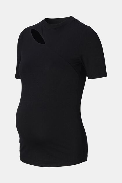 T-Shirt mit Cut-Out, LENZING™ ECOVERO™, BLACK INK, overview