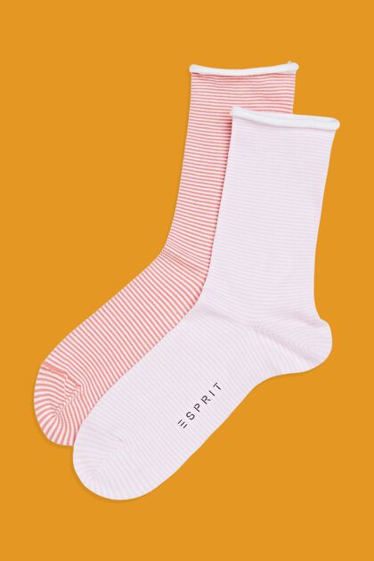 2er-Set gestreifte Socken, Bio-Baumwolle, ROSE/PINK, overview