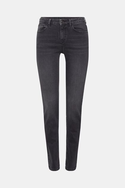 Mid-Rise-Stretchjeans in Slim Fit, BLACK MEDIUM WASHED, overview