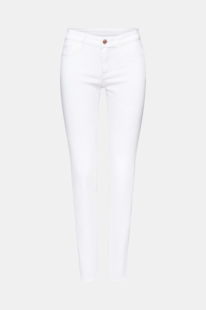 Schmal geschnittene Jeans mit mittelhohem Bund, WHITE, detail image number 6