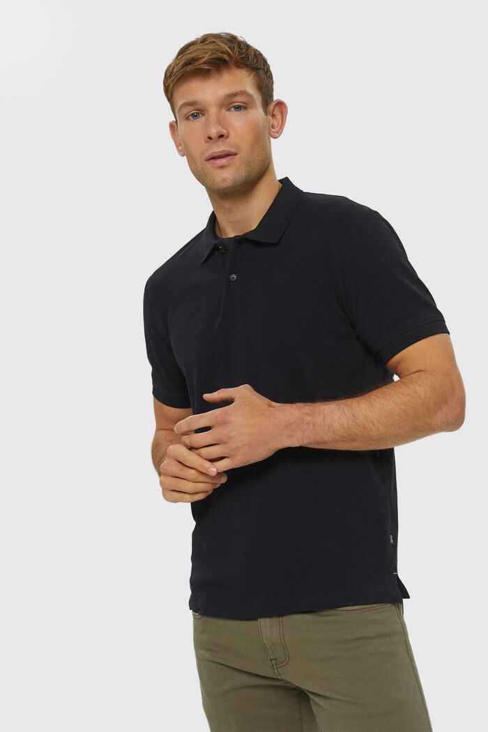 Piqué-Poloshirt aus Pima Baumwolle, BLACK, overview
