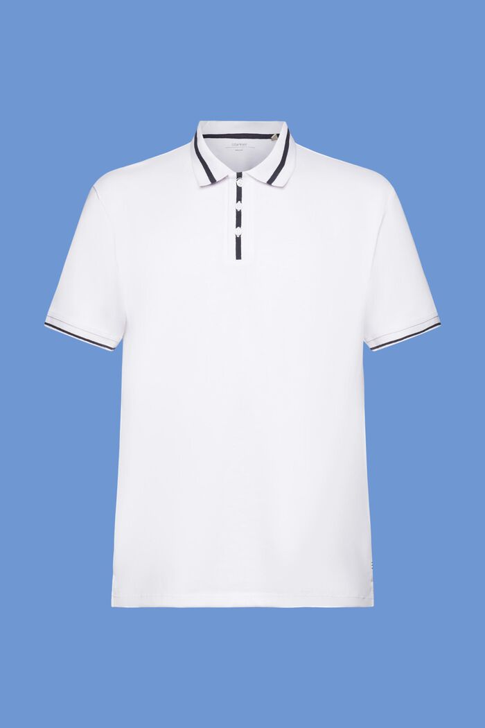 Polo-Shirt aus Jersey, Baumwollmix, WHITE, detail image number 6