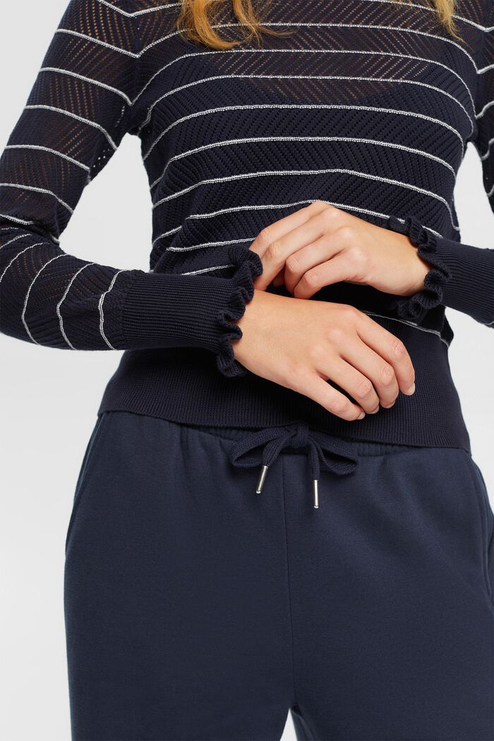 Gestreifter Pullover in Pointelle-Strick, NEW NAVY, detail image number 2