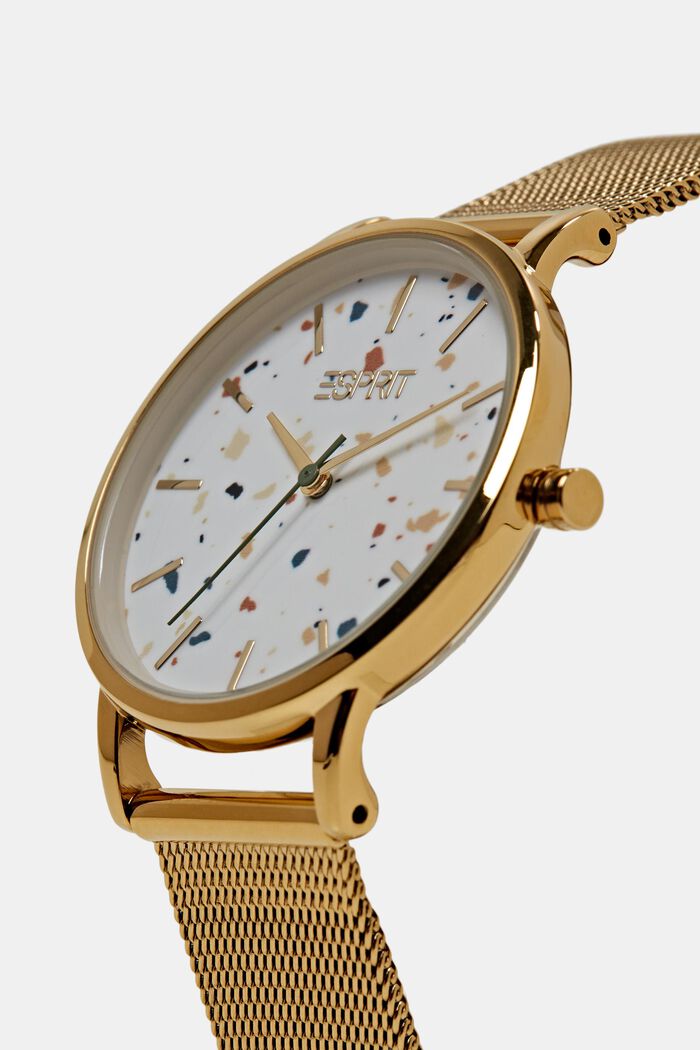 Armbanduhr mit Milanaiseband aus Edelstahl, GOLD, detail image number 1