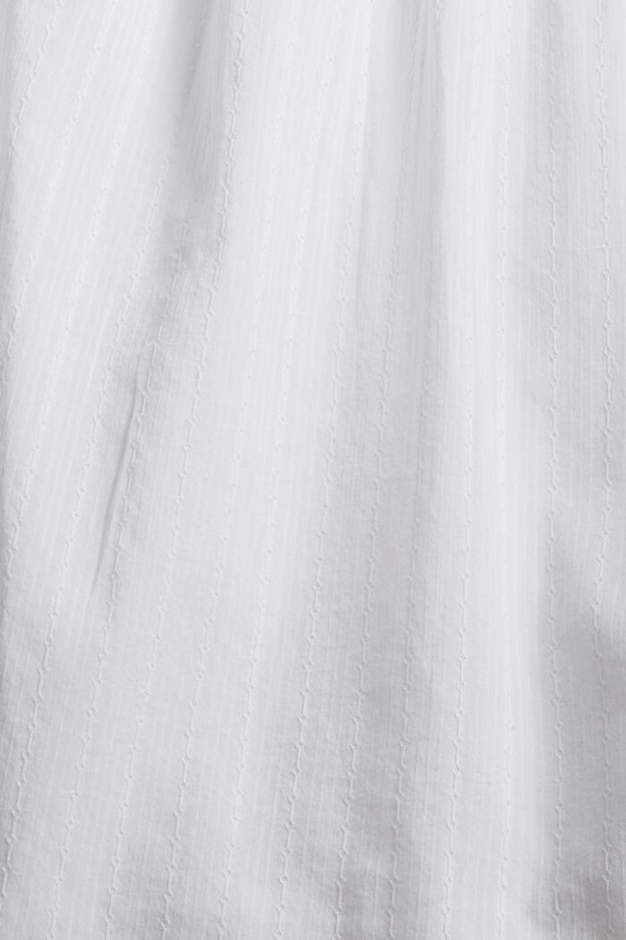 Kurzarm-Bluse mit Webmuster, 100% Baumwolle, WHITE, detail image number 4