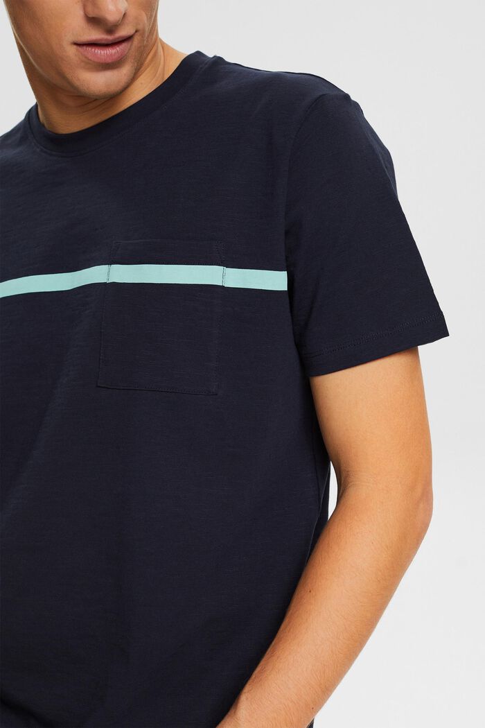 Jersey-T-Shirt mit Kontraststreifen, NAVY, detail image number 1