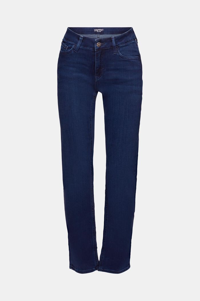 Jeans mit gerader Passform und mittelhohem Bund, BLUE DARK WASHED, detail image number 7