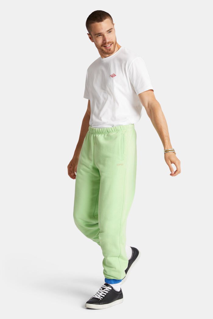 Logo-Sweatpants aus Baumwollfleece, LIGHT GREEN, detail image number 1