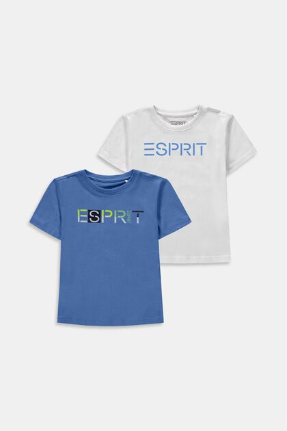 2er-Pack T-Shirts mit Logoprint, LIGHT BLUE, overview