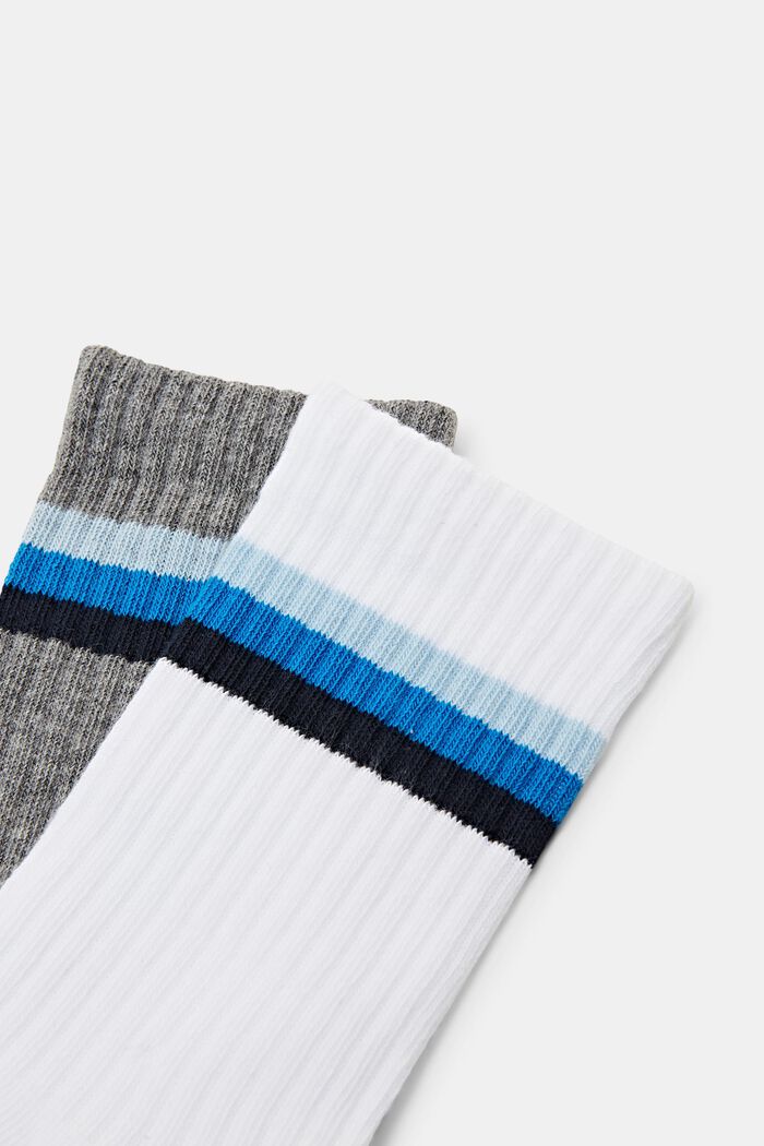 2er-Pack gerippte Socken mit Streifen, WHITE/DARK GREY, detail image number 1