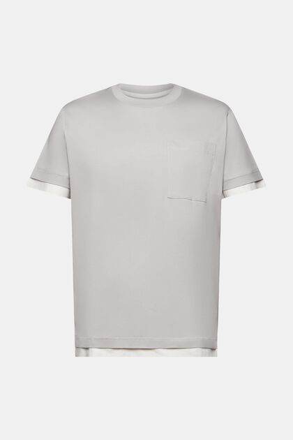 Rundhals-T-Shirt im Lagenlook, 100 % Baumwolle