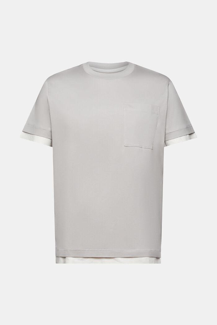 Rundhals-T-Shirt im Lagenlook, 100 % Baumwolle, LIGHT GREY, detail image number 6
