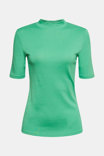 Stehkragen-T-Shirt, GREEN, overview