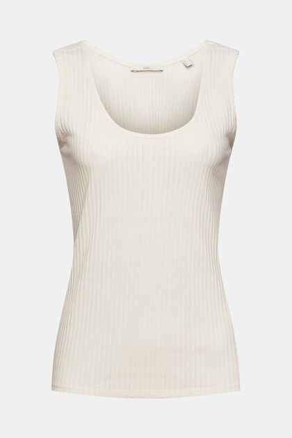 Top mit Pointelle-Muster, OFF WHITE, overview