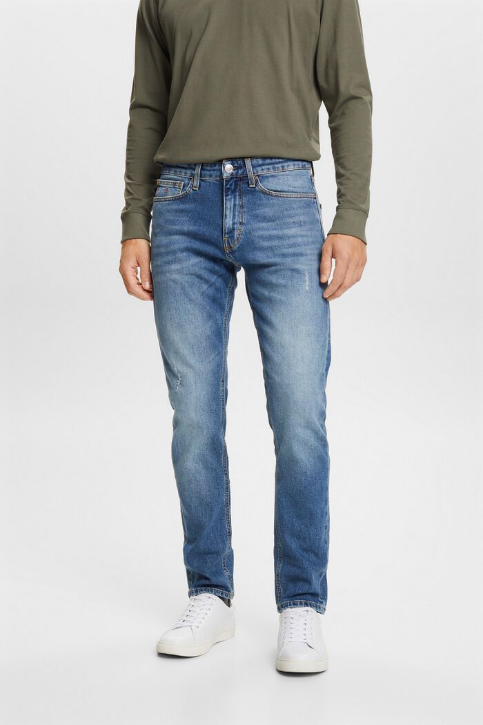 Schmale Premium-Jeans mit mittlerer Bundhöhe, BLUE MEDIUM WASHED, detail image number 0