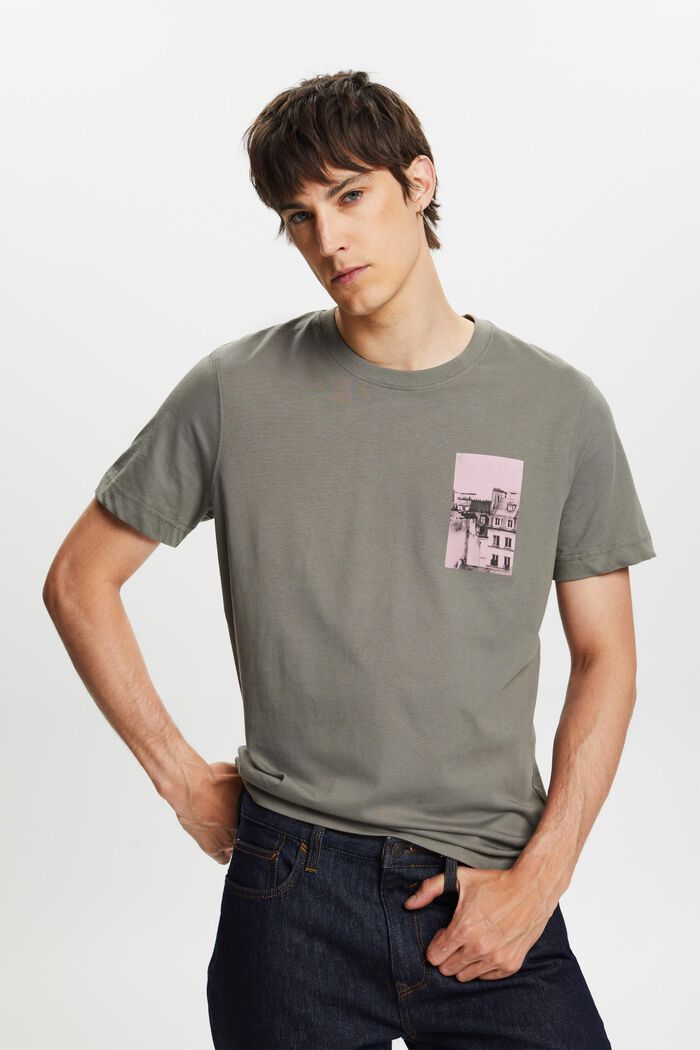 T-Shirt mit Print auf Vorder- und Rückseite, GUNMETAL, detail image number 0