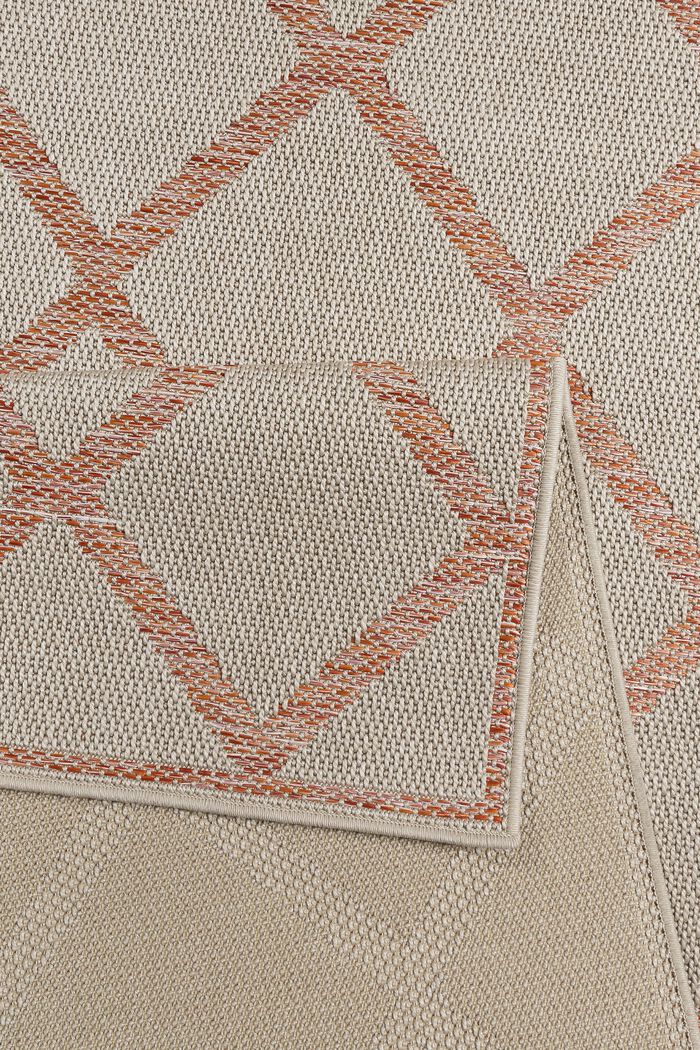 Outdoor-Teppich mit Rauten-Muster, BEIGE / ORANGE, detail image number 2