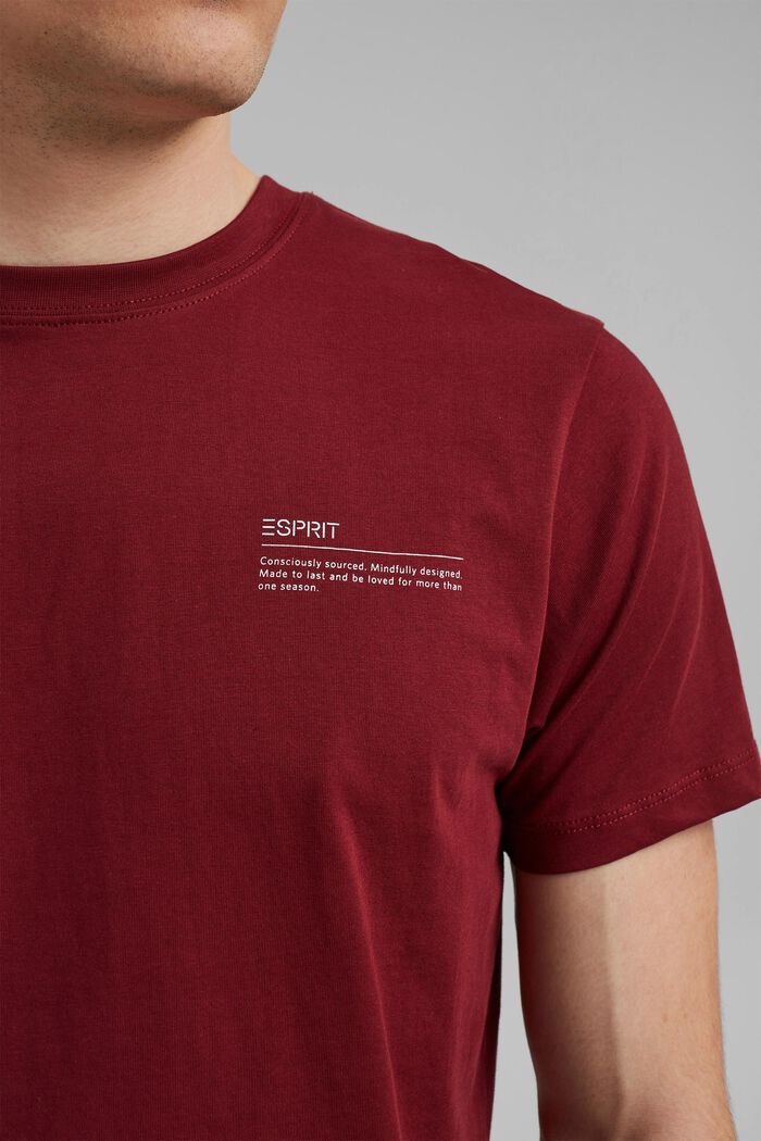 Jersey-T-Shirt mit Print, 100% Bio-Baumwolle, GARNET RED, detail image number 1