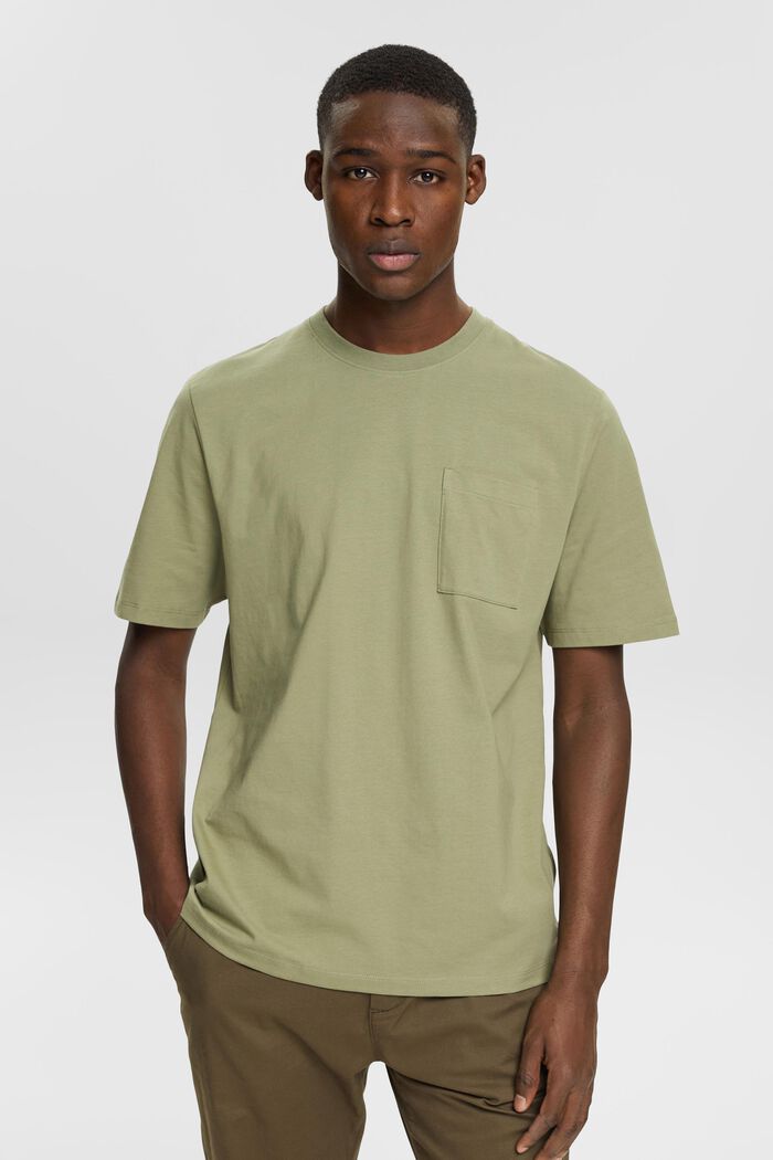 Jersey T-Shirt, 100% Baumwolle, LIGHT KHAKI, detail image number 0