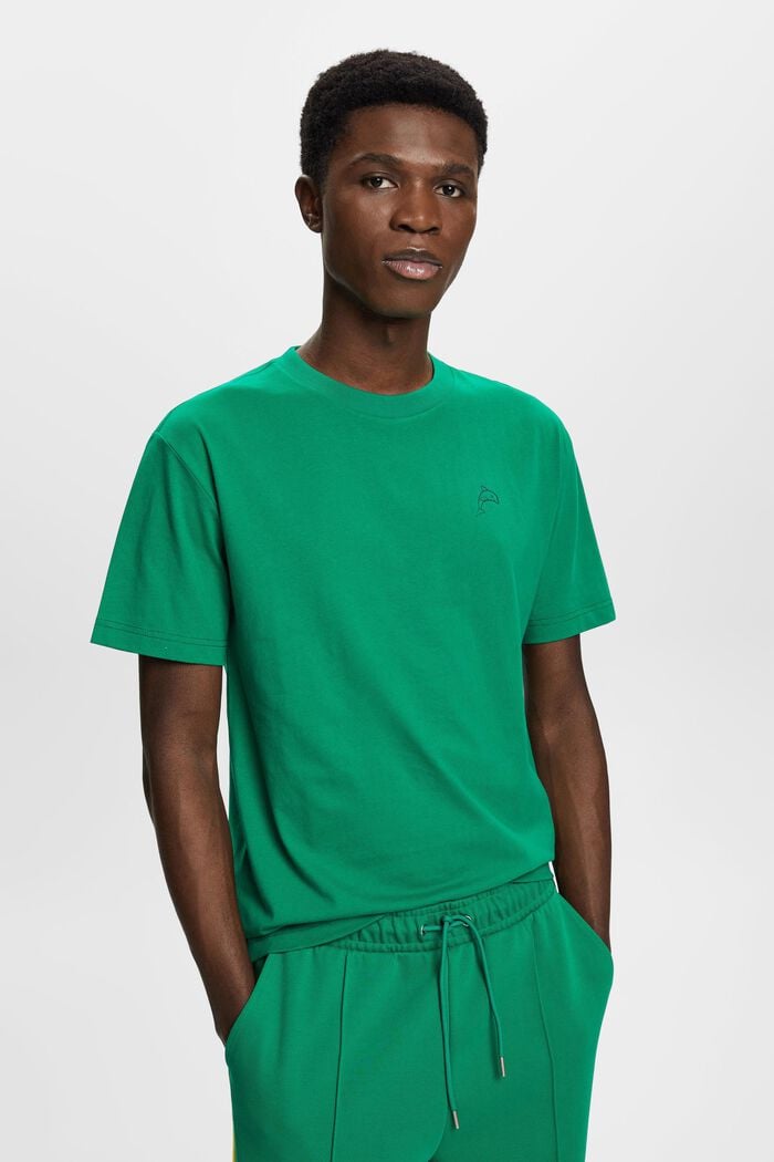 Baumwoll-T-Shirt mit Delfinprint, GREEN, detail image number 0