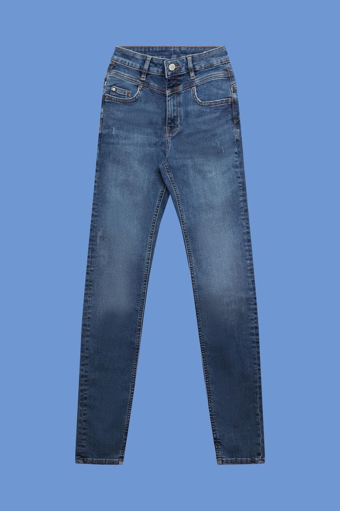 Shaping-Jeans mit hohem Bund, BLUE MEDIUM WASHED, detail image number 7