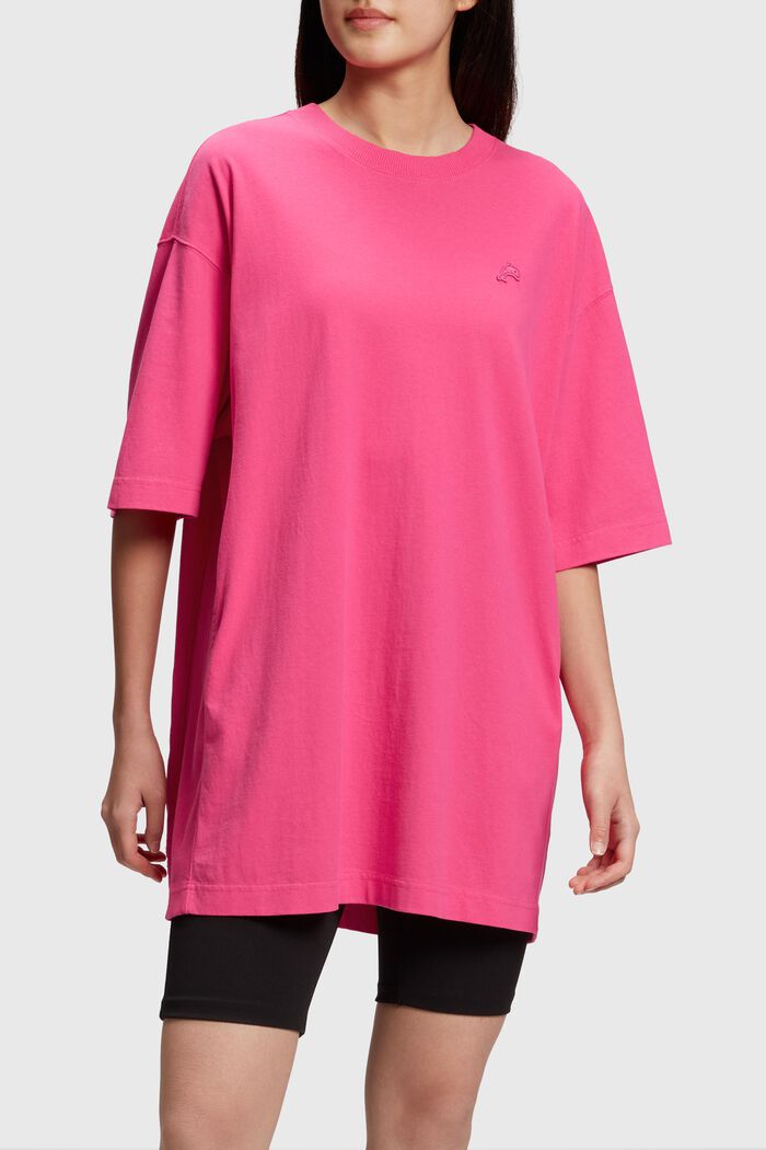 T-Shirt-Kleid mit Delfin-Patch, PINK, overview