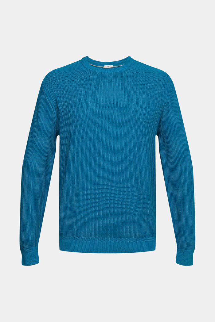 Pullover aus reiner Baumwolle, TEAL BLUE, detail image number 2