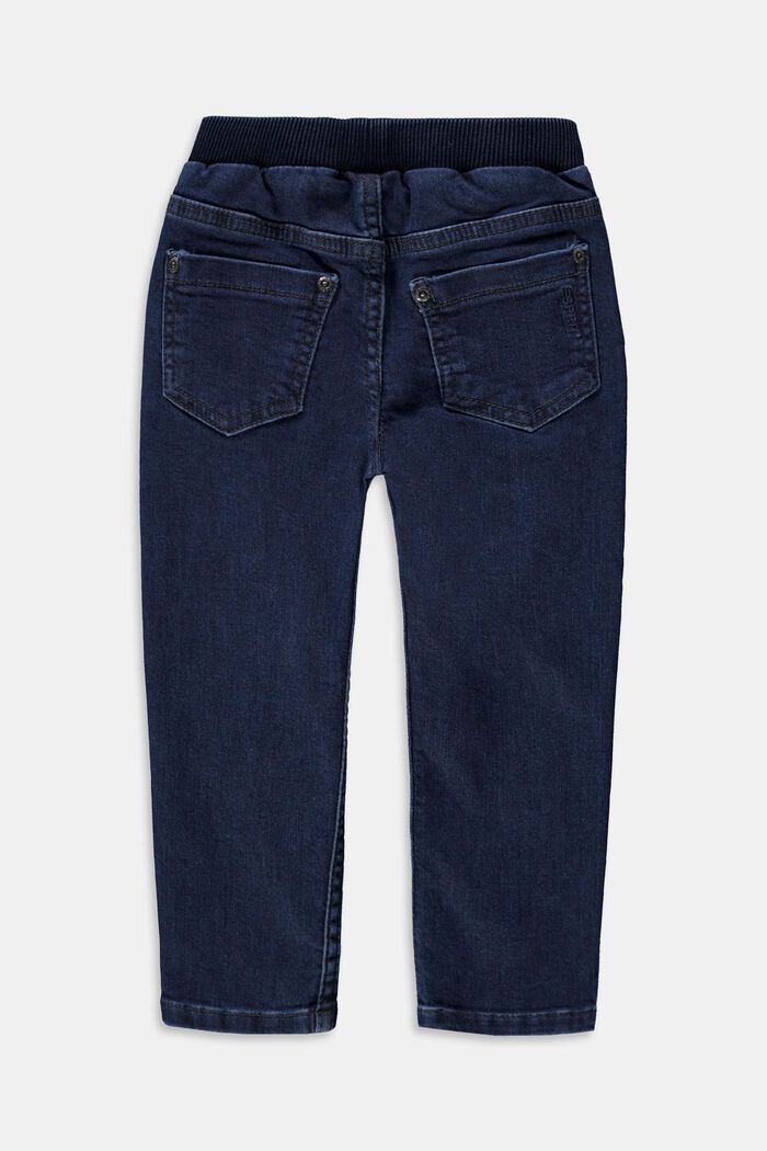 Jeans mit Rippbund aus Baumwolle, BLUE DARK WASHED, detail image number 1