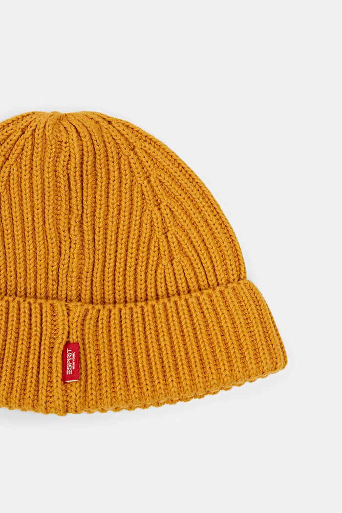 Rippstrick-Beanie, 100 % Baumwolle, AMBER YELLOW, detail image number 1