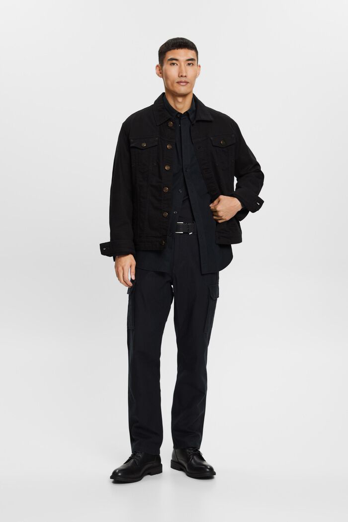 Button-Down-Hemd aus Popeline, 100 % Baumwolle, BLACK, detail image number 1