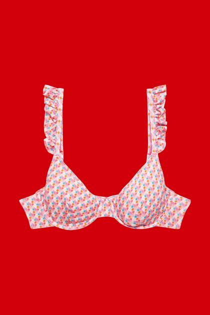 Bügel-Bikinitop mit geometrischem Muster, PINK FUCHSIA, overview