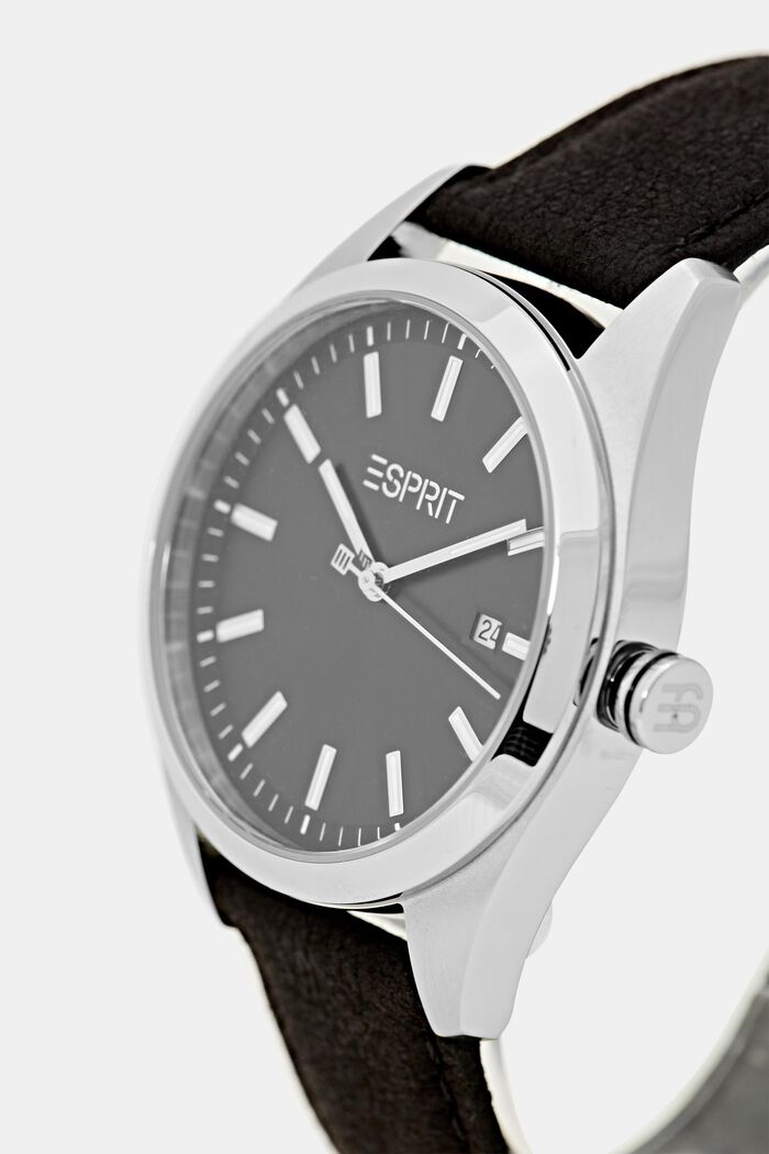 Vegan: Edelstahl-Uhr mit Datumsanzeige, BLACK, detail image number 1