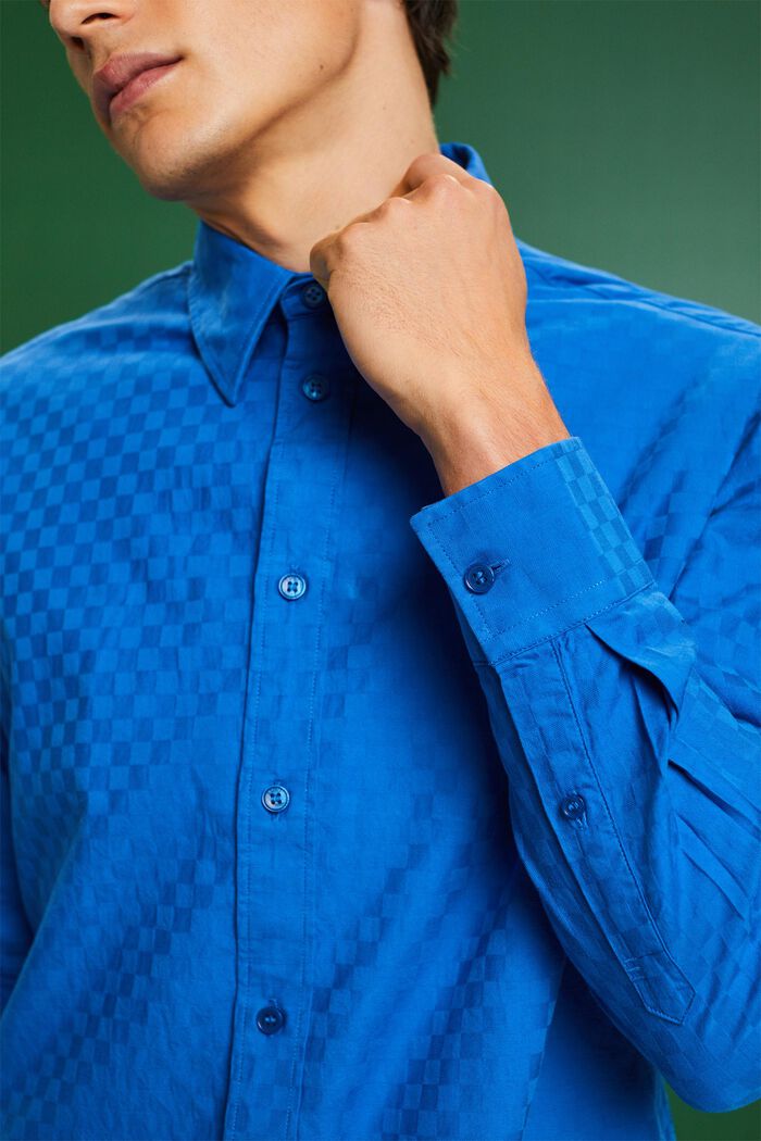 Baumwollhemd mit Jacquardmuster, BRIGHT BLUE, detail image number 2