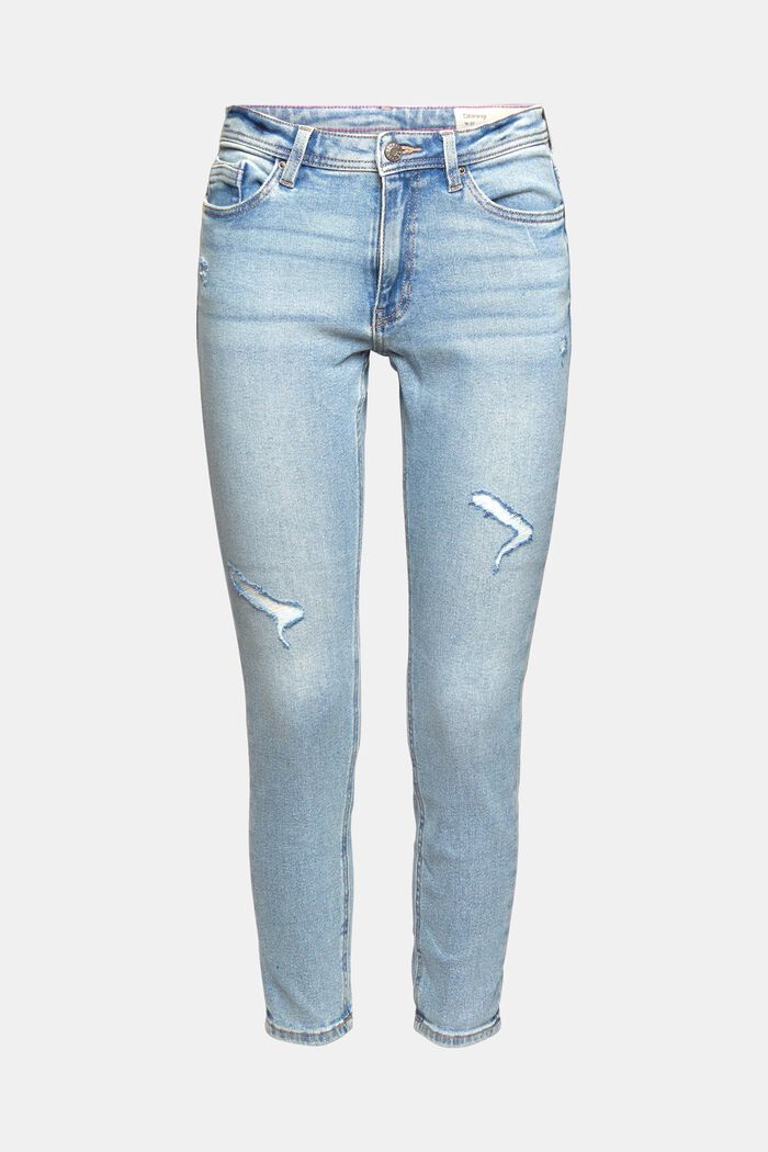 Stretch-Jeans im Destroyed-Look, BLUE LIGHT WASHED, overview