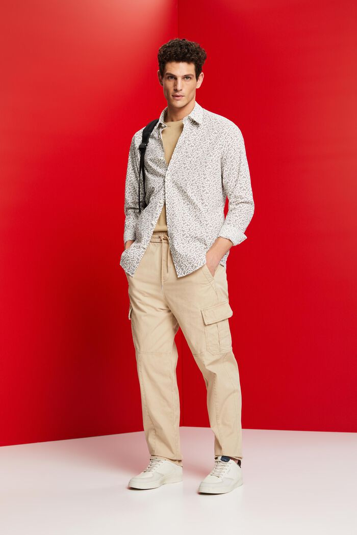 Slim-Fit-Hemd aus Baumwolle mit Muster, OFF WHITE, detail image number 1