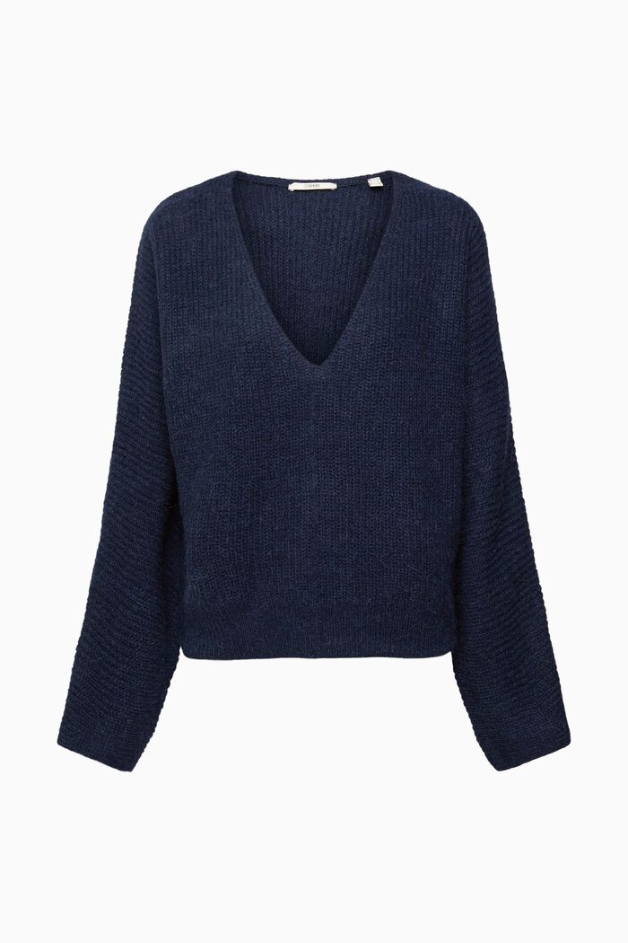 Cropped-Pullover aus Wollmix, NAVY, detail image number 2