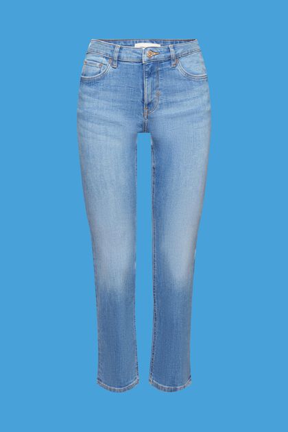 Cropped-Jeans mit mittelhohem Bund, BLUE LIGHT WASHED, overview